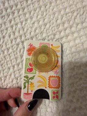 PopSocket Phone Grip with Yellow Clear PopGrip and Fruit Stamp Design, MagSafe!